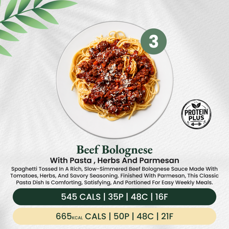Beef Bolognese with Pasta, Herbs and Parmesan
